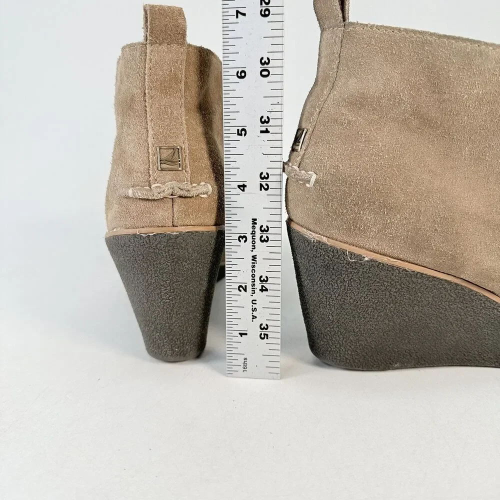 Sperry Harlow Suede Leather Wedge Chukka Boots Tan Sand Size 9